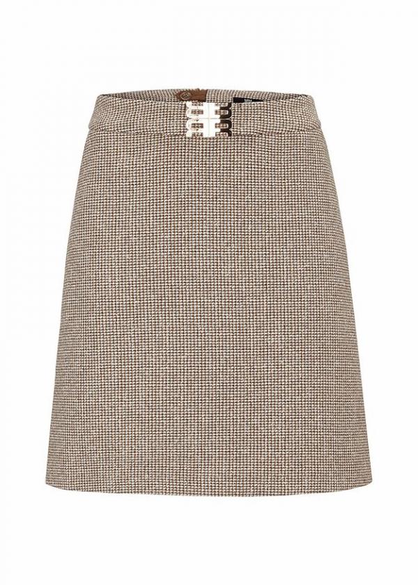Skirts | Summer Tweed Skirt With Logo Detail Amber Patterned
